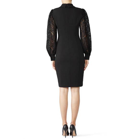 BADGLEY MISCHKA lace sleeve shirtdress in black - Picture 2 of 5